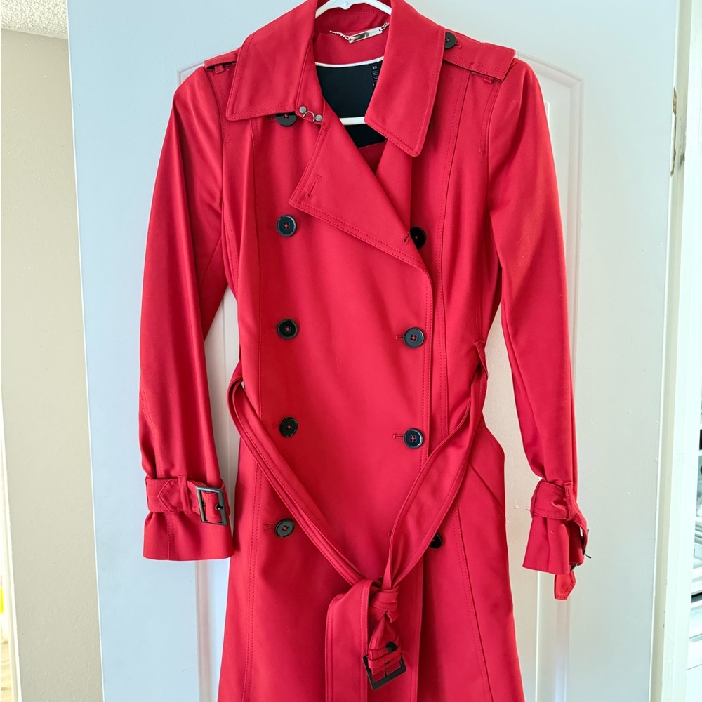White House black market Double breasted trench- XS Red